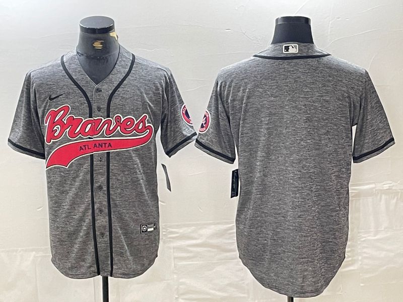 Men Atlanta Braves Blank Grey Jointly 2024 Nike MLB Jersey style 2->texas rangers->MLB Jersey